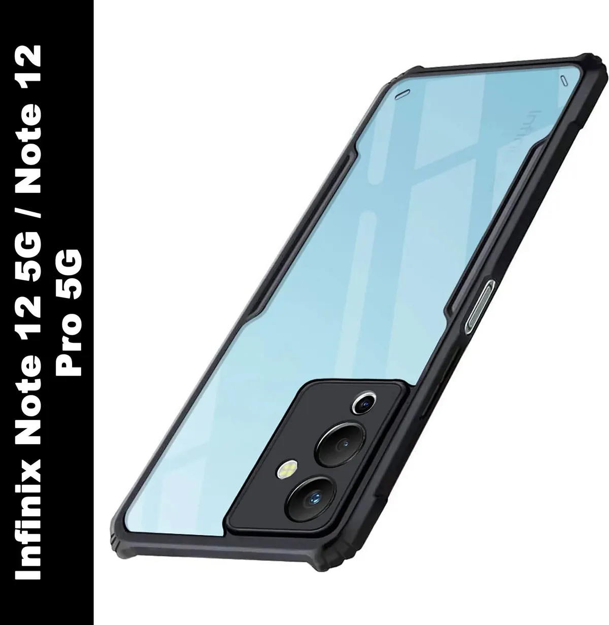 Micvir Back Cover for Infinix Note 12 Pro 5G (Transparent, Black, Shock Proof, Polycarbonate, Pack of: 1)