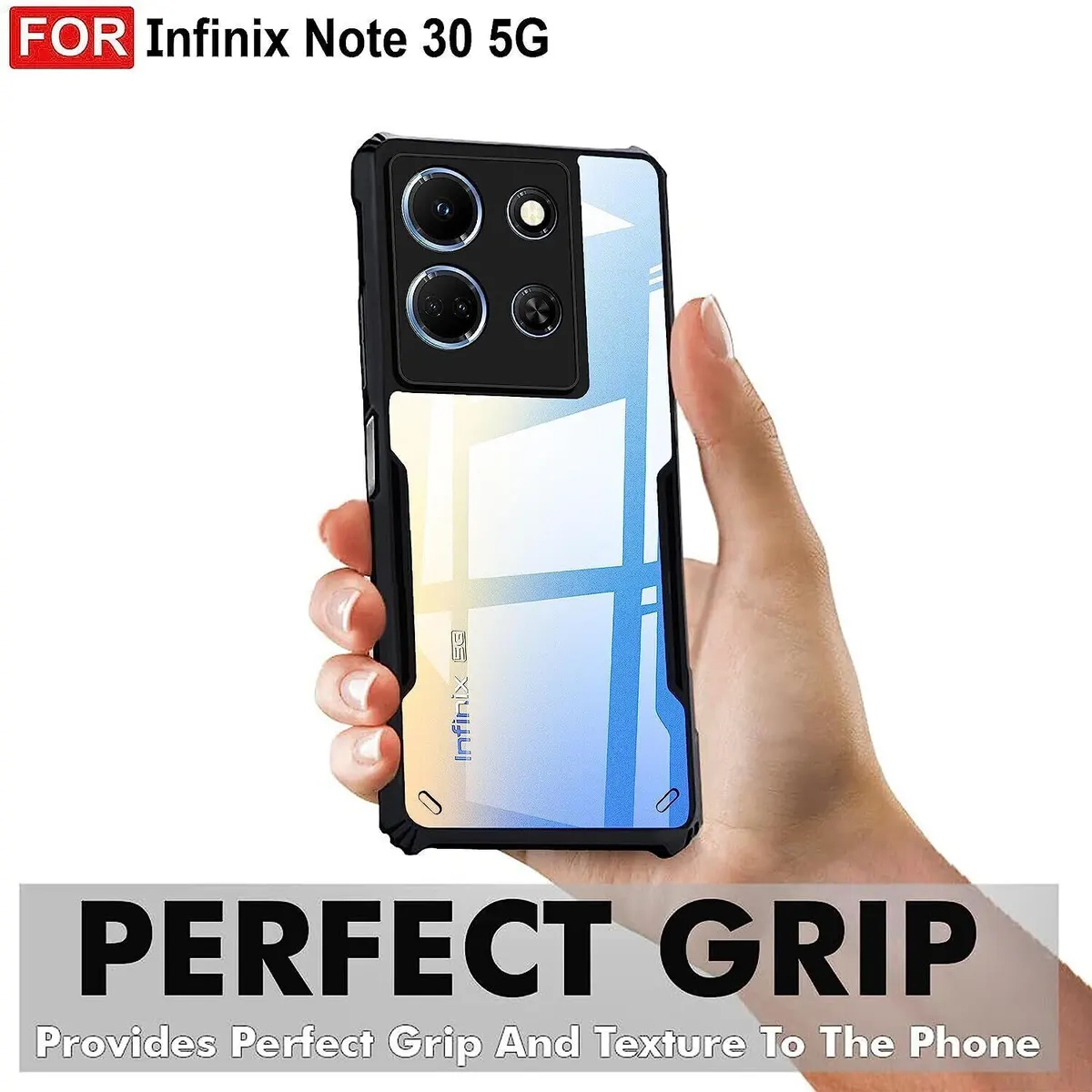 Micvir Back Cover for Infinix Note 30 5G (Transparent, Black, Shock Proof, Polycarbonate, Pack of: 1) — image 2 of 5