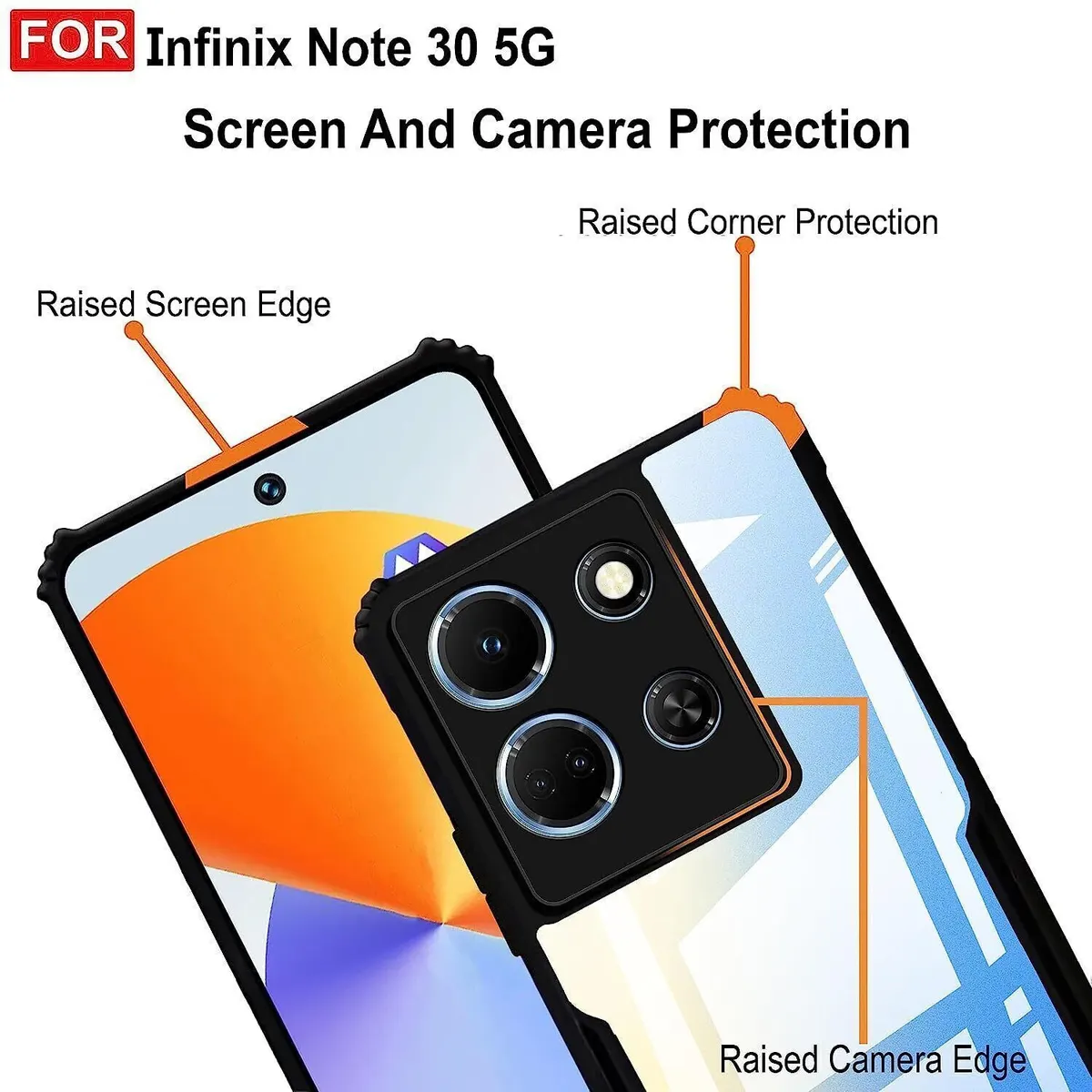 Micvir Back Cover for Infinix Note 30 5G (Transparent, Black, Shock Proof, Polycarbonate, Pack of: 1) — image 4 of 5