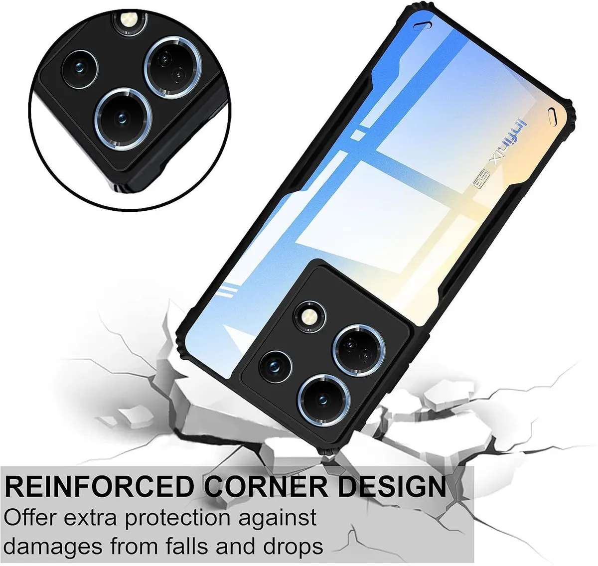 Micvir Back Cover for Infinix Note 40 Pro 5G (Transparent, Black, Shock Proof, Polycarbonate, Pack of: 1) — image 4 of 5