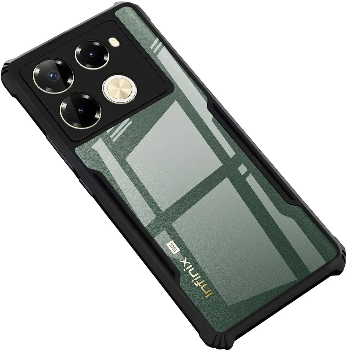 Micvir Back Cover for Infinix Note 40 Pro Plus (Transparent, Black, Shock Proof, Polycarbonate, Pack of: 1)