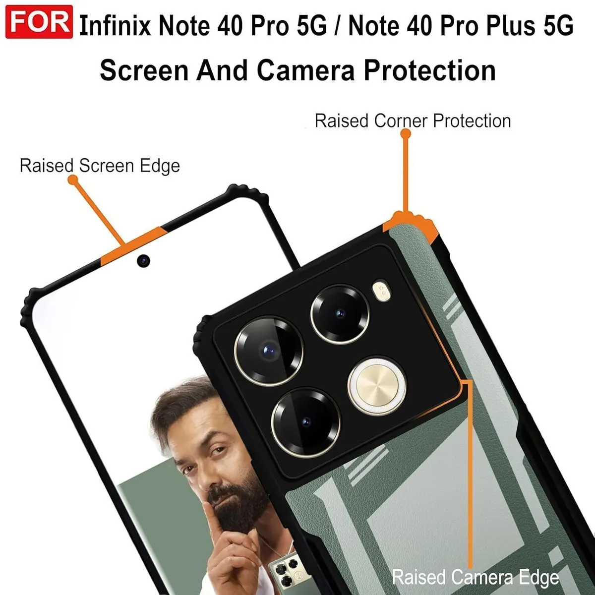 Micvir Back Cover for Infinix Note 40 Pro Plus (Transparent, Black, Shock Proof, Polycarbonate, Pack of: 1) — image 4 of 5