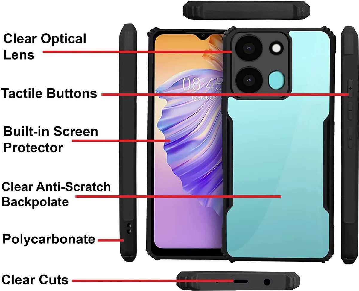 Micvir Back Cover for Infinix Smart 7 (Transparent, Black, Shock Proof, Polycarbonate, Pack of: 1) — image 4 of 5