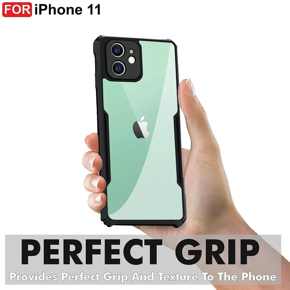 Micvir Back Cover for Apple iPhone 11 (Transparent, Black, Shock Proof, Polycarbonate, Pack of: 1) — image 2 of 5