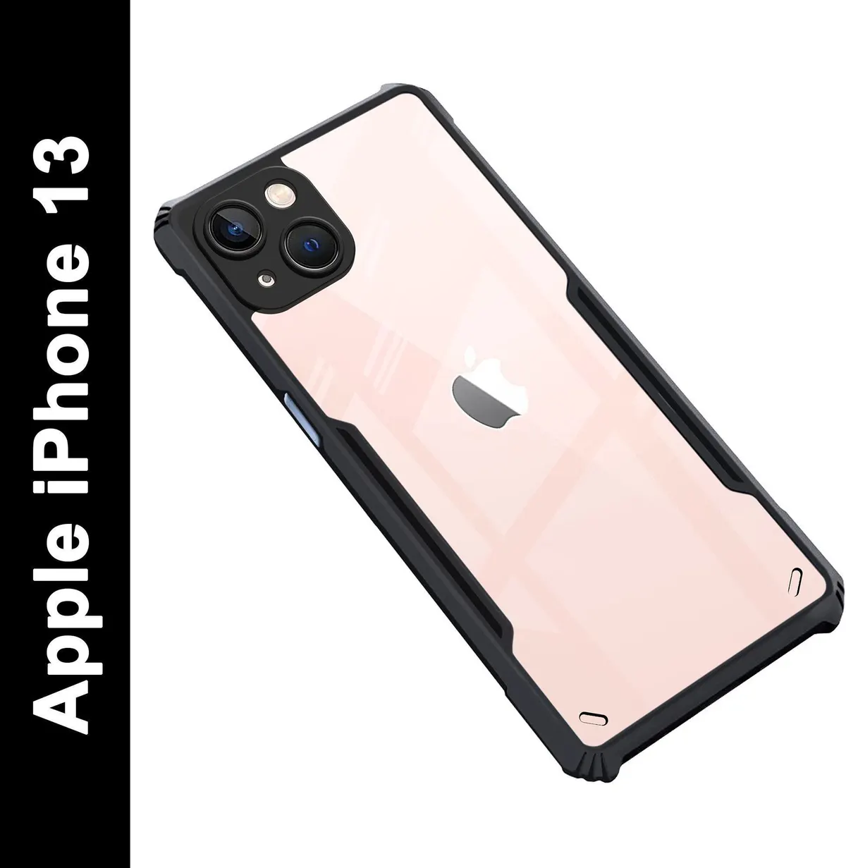 Micvir Back Cover for Apple iPhone 13 (Transparent, Black, Shock Proof, Polycarbonate, Pack of: 1)