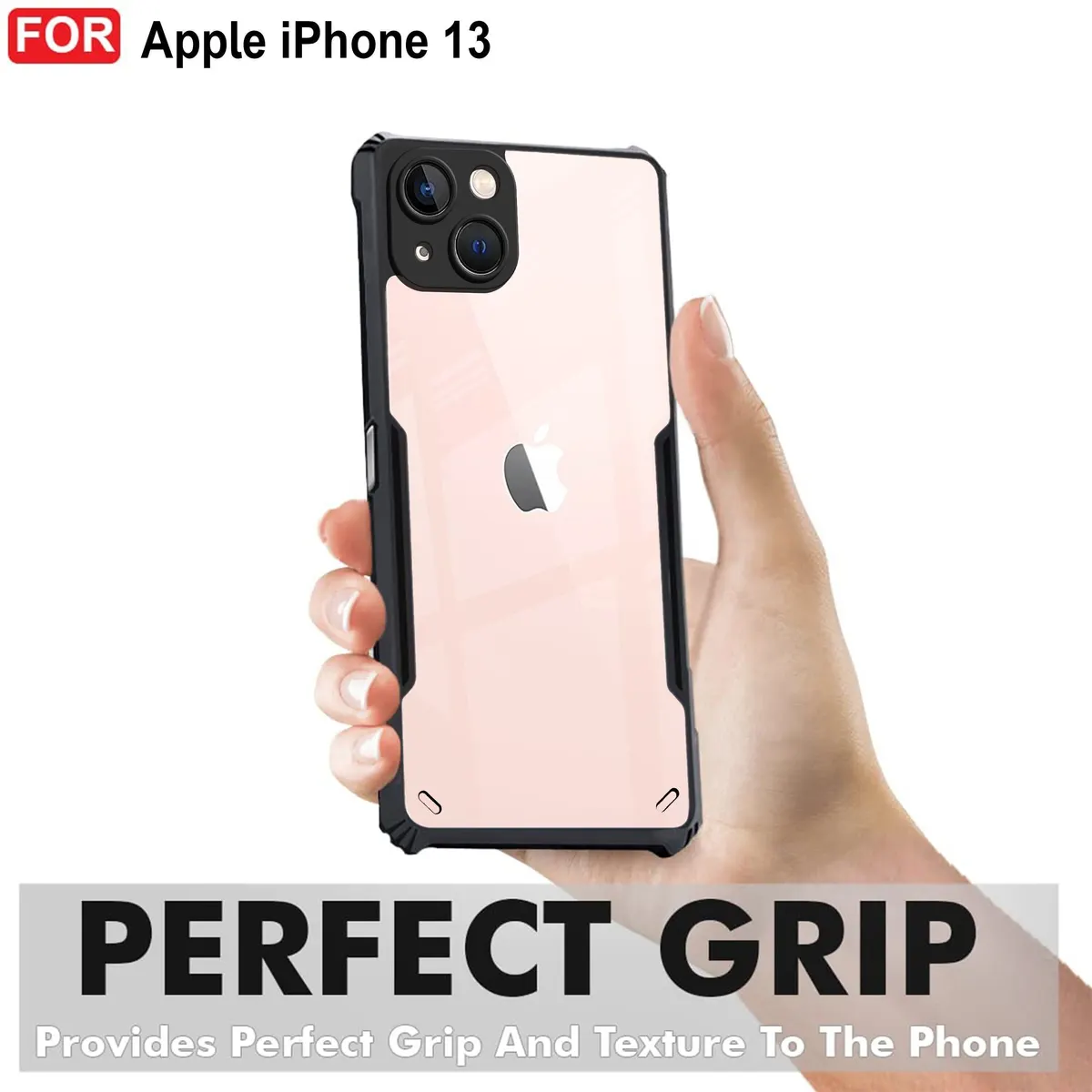 Micvir Back Cover for Apple iPhone 13 (Transparent, Black, Shock Proof, Polycarbonate, Pack of: 1) — image 2 of 5