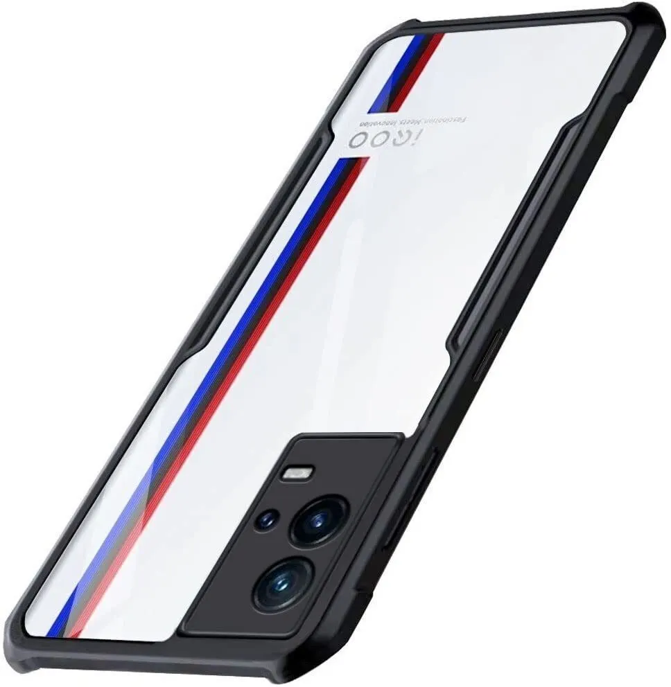 Micvir Back Cover for iQOO 9 5G (Transparent, Black, Shock Proof, Polycarbonate, Pack of: 1)