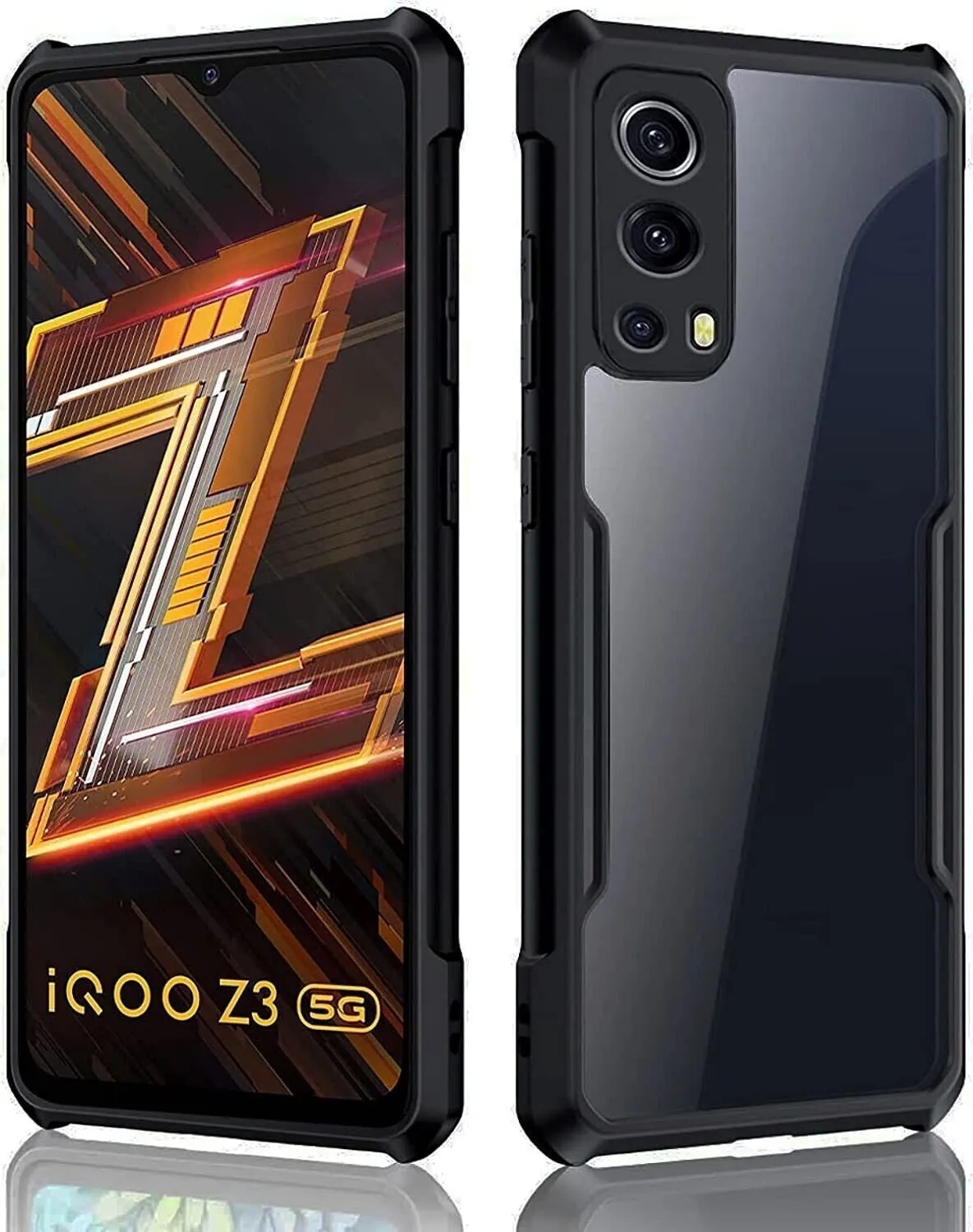 Micvir Back Cover for IQOO Z3 5G (Transparent, Black, Shock Proof, Polycarbonate, Pack of: 1) — image 2 of 5