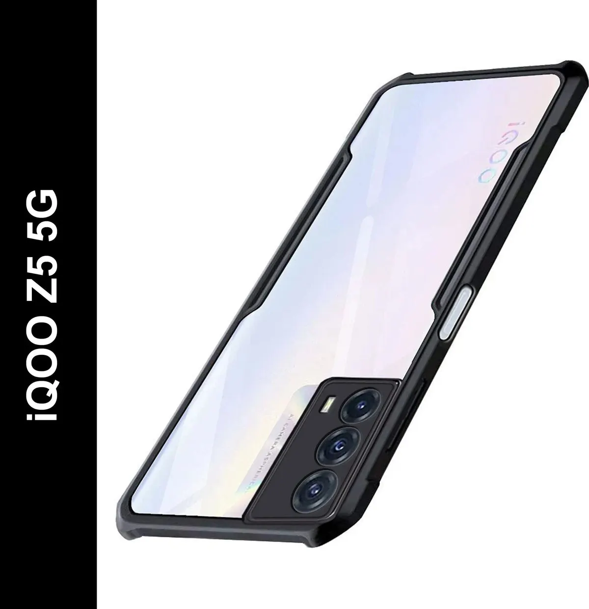 Micvir Back Cover for IQOO Z5 5G (Transparent, Black, Shock Proof, Polycarbonate, Pack of: 1)