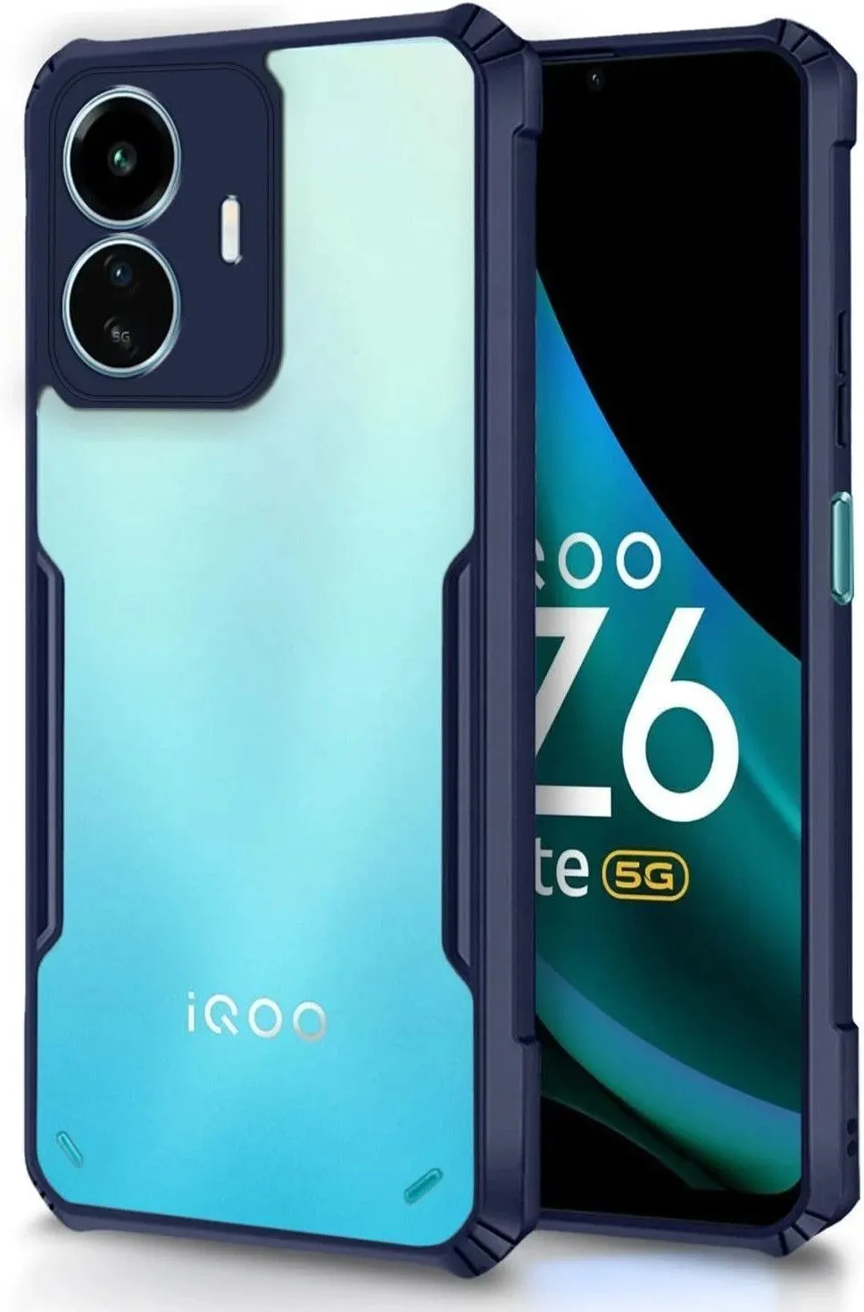 Micvir Back Cover for IQOO Z6 Lite 5G (Transparent, Blue, Shock Proof, Polycarbonate, Pack of: 1)