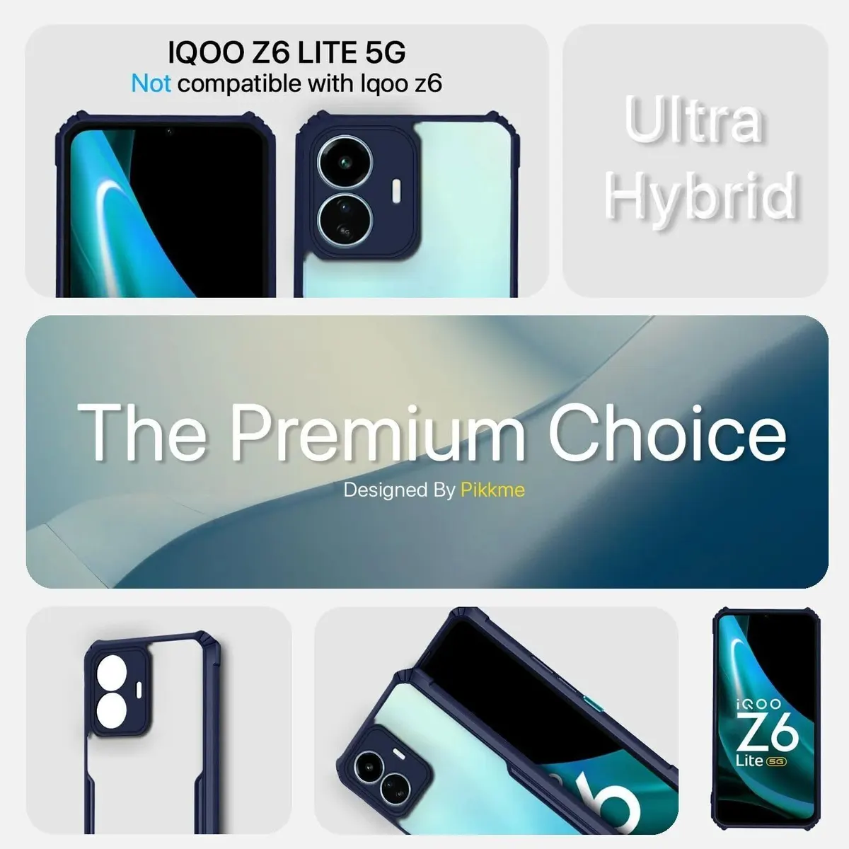 Micvir Back Cover for IQOO Z6 Lite 5G (Transparent, Blue, Shock Proof, Polycarbonate, Pack of: 1) — image 2 of 5