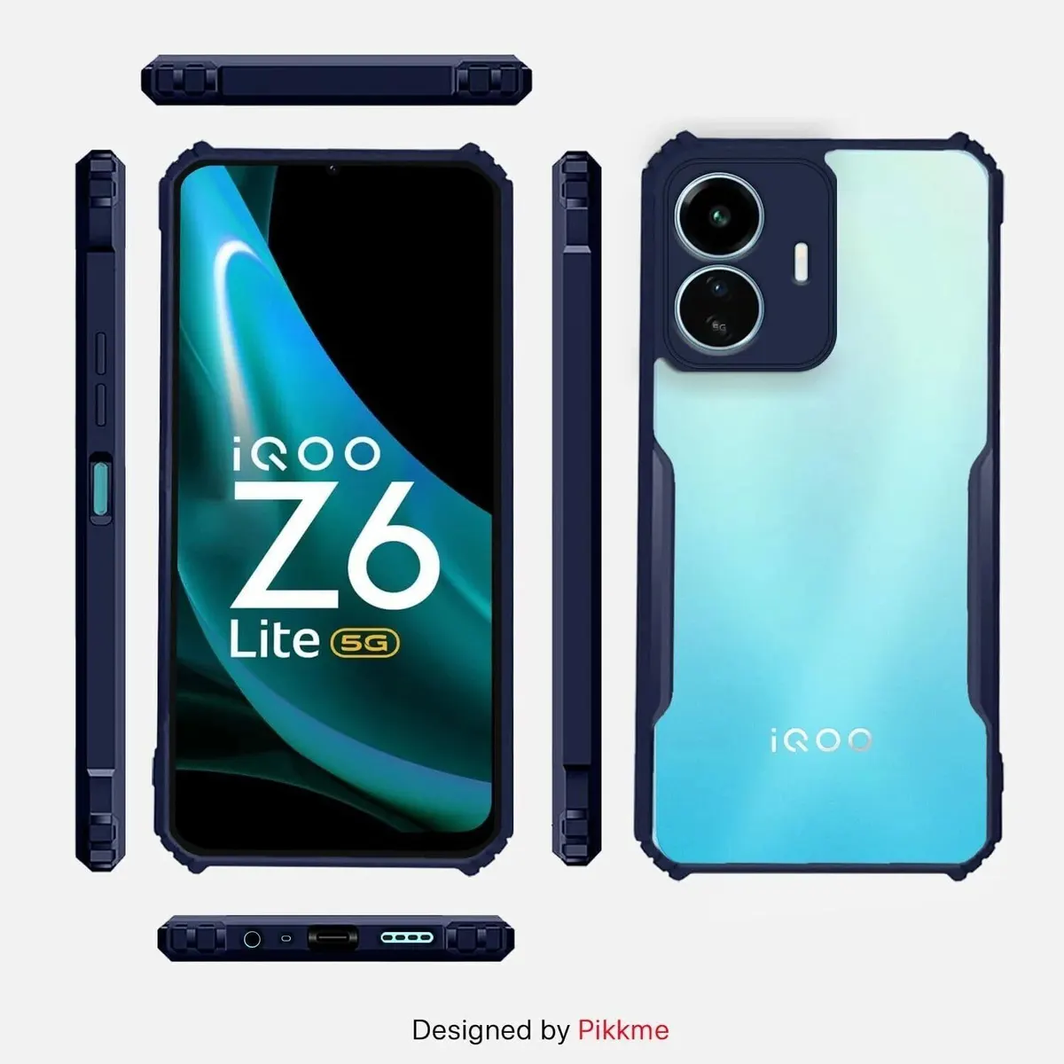 Micvir Back Cover for IQOO Z6 Lite 5G (Transparent, Blue, Shock Proof, Polycarbonate, Pack of: 1) — image 4 of 5