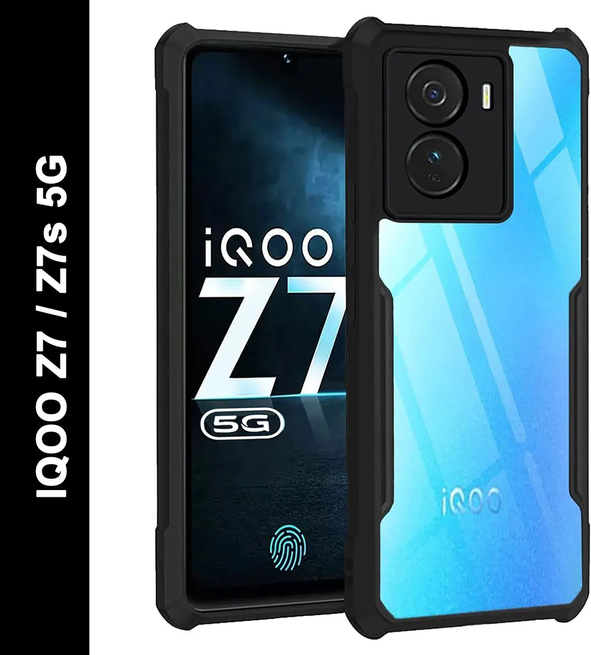 Micvir Back Cover for iQOO Z7 5G (Transparent, Black, Shock Proof, Polycarbonate, Pack of: 1)