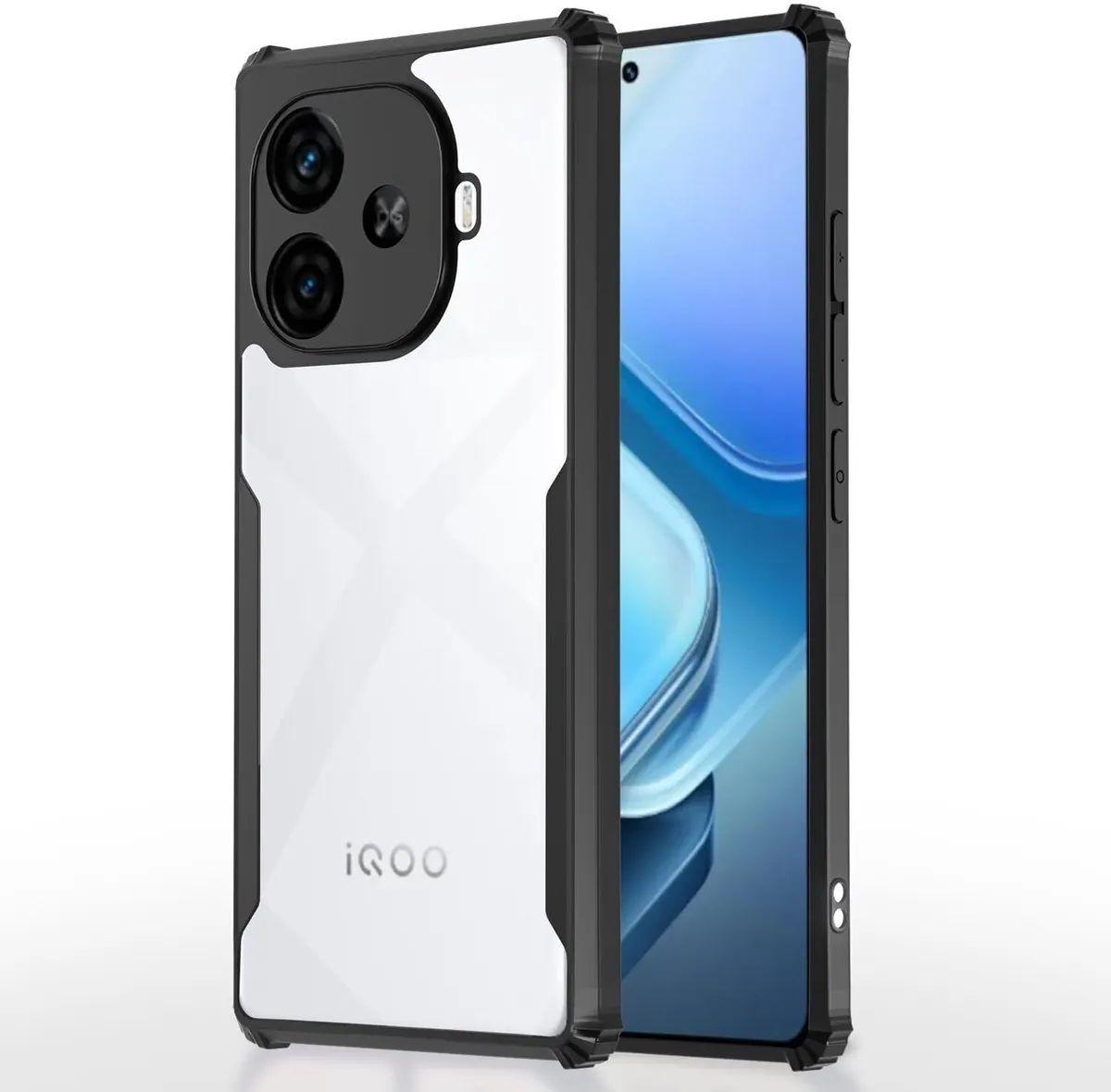 Micvir Back Cover for iQOO Z9X Turbo 5G (Transparent, Black, Shock Proof, Polycarbonate, Pack of: 1)