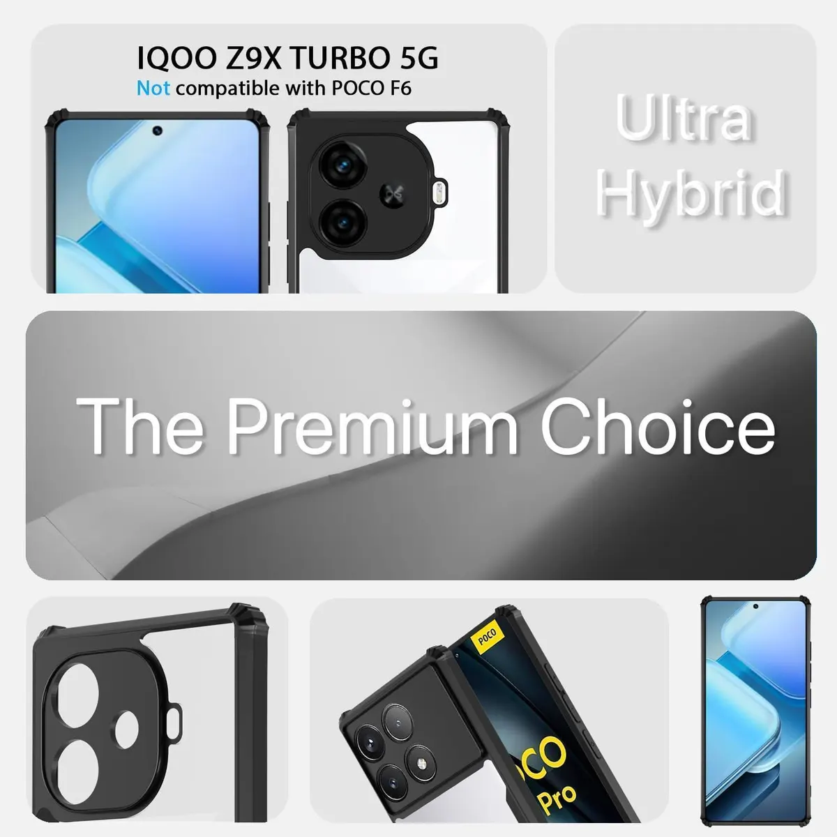 Micvir Back Cover for iQOO Z9X Turbo 5G (Transparent, Black, Shock Proof, Polycarbonate, Pack of: 1) — image 3 of 5
