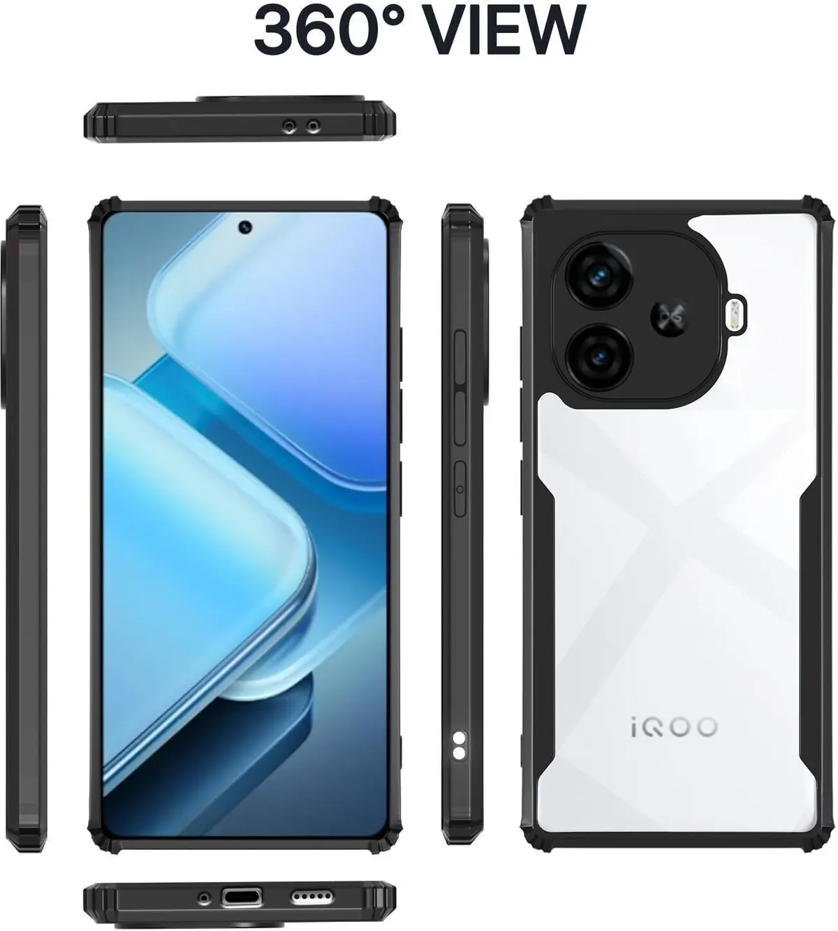 Micvir Back Cover for iQOO Z9X Turbo 5G (Transparent, Black, Shock Proof, Polycarbonate, Pack of: 1) — image 5 of 5