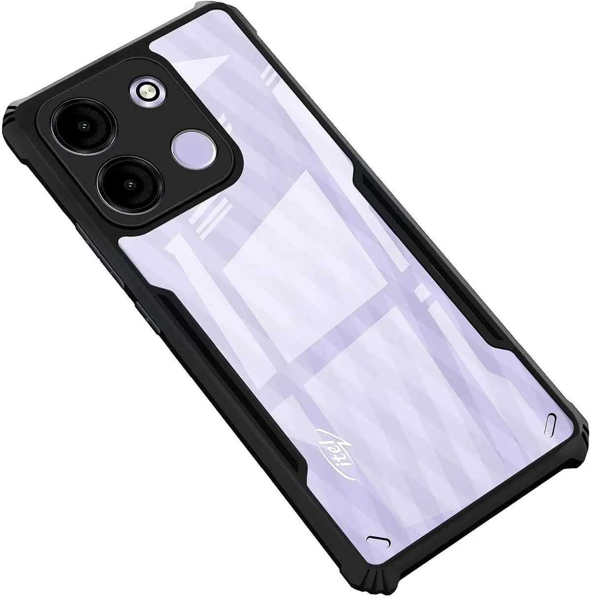 Micvir Back Cover for Itel A60s 5G (Transparent, Black, Shock Proof, Polycarbonate)