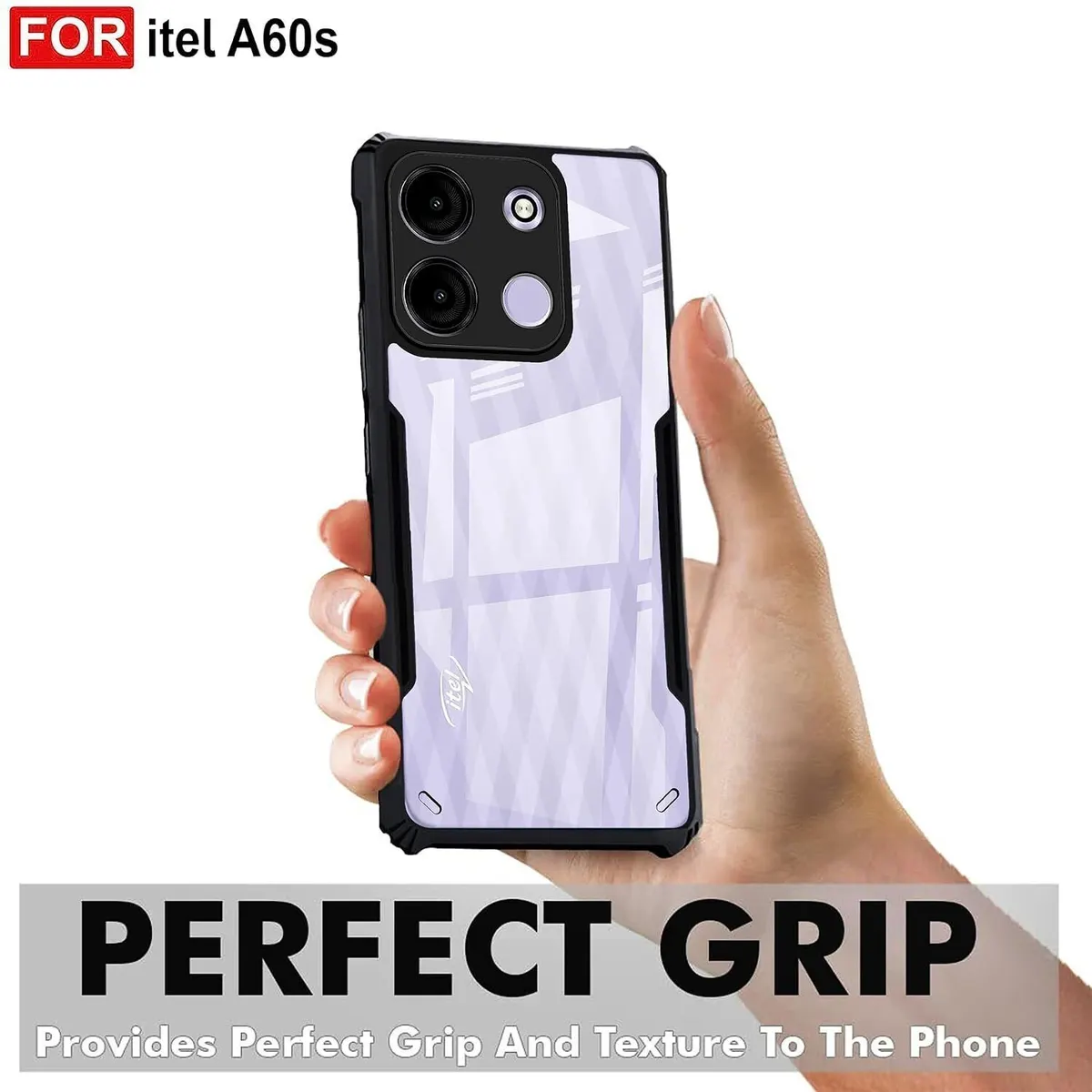 Micvir Back Cover for Itel A60s 5G (Transparent, Black, Shock Proof, Polycarbonate) — image 2 of 5