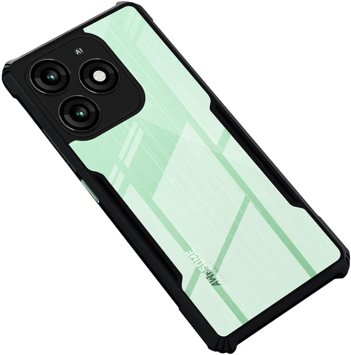 Micvir Back Cover for Itel A70 (Transparent, Black, Shock Proof, Polycarbonate)