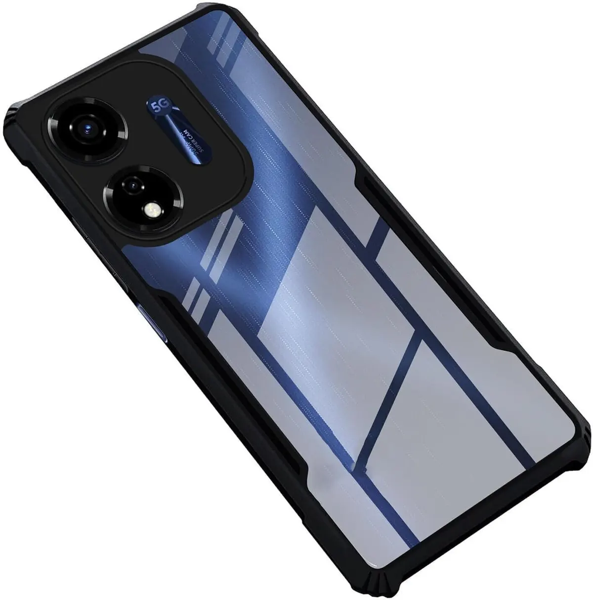 Micvir Back Cover for itel Color Pro 5G (Transparent, Black, Shock Proof, Polycarbonate)