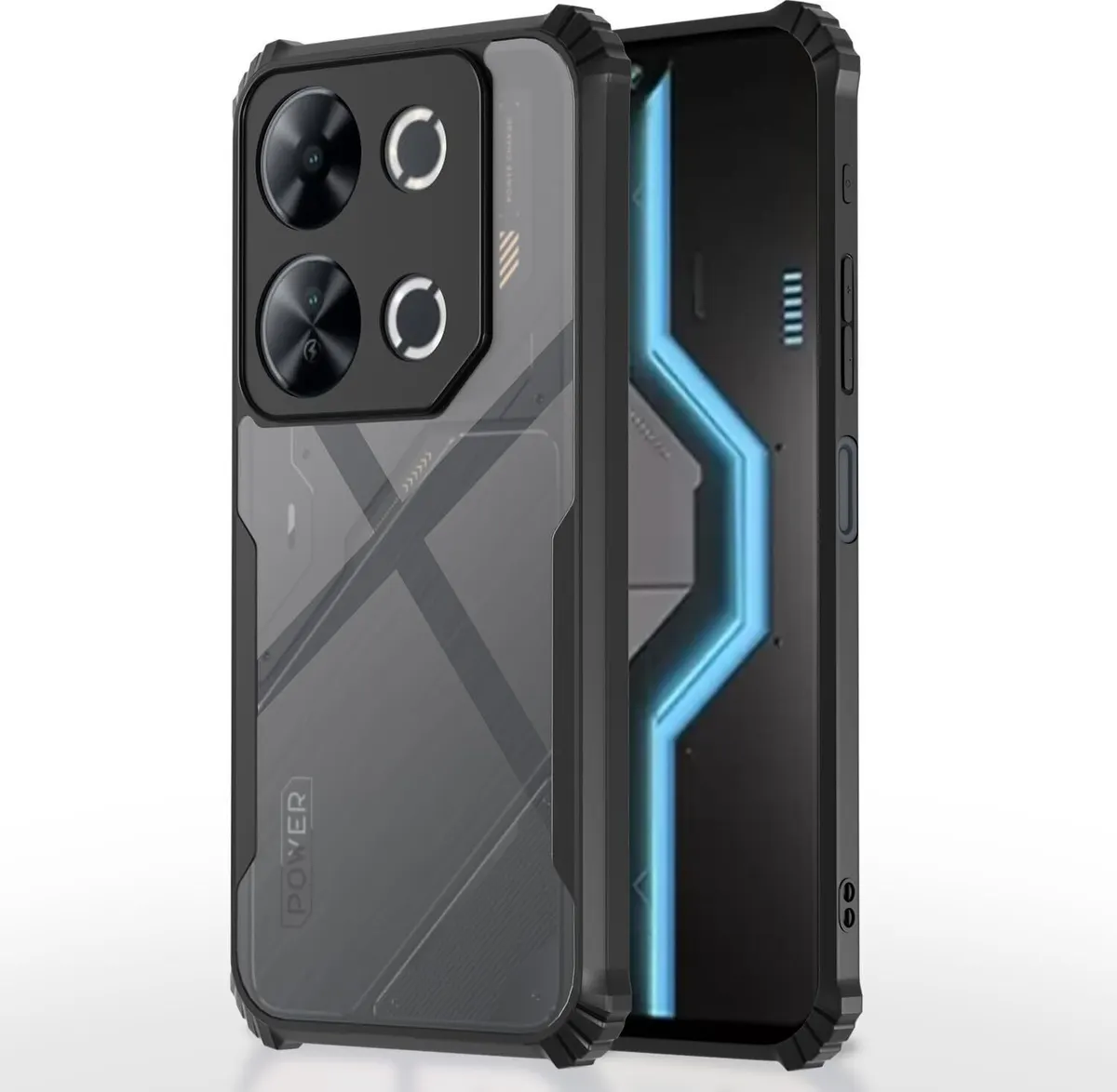 Micvir Back Cover for Itel P65 (Transparent, Black, Shock Proof, Polycarbonate)