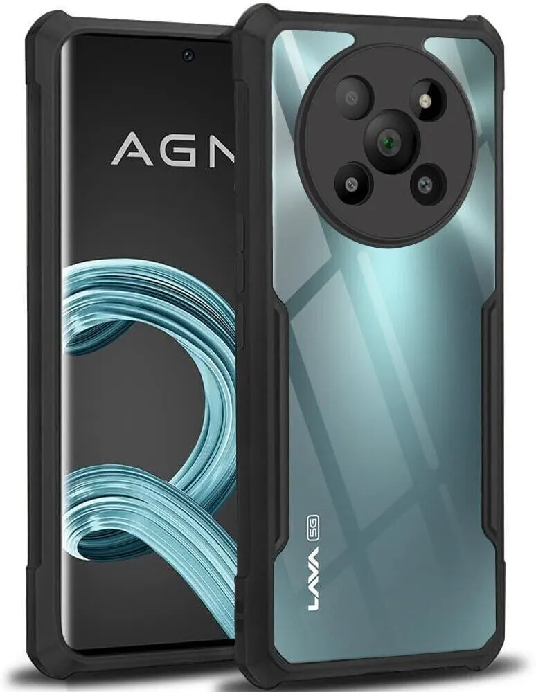 Micvir Back Cover for Lava Agni 2 5G (Transparent, Black, Shock Proof, Polycarbonate, Pack of: 1)