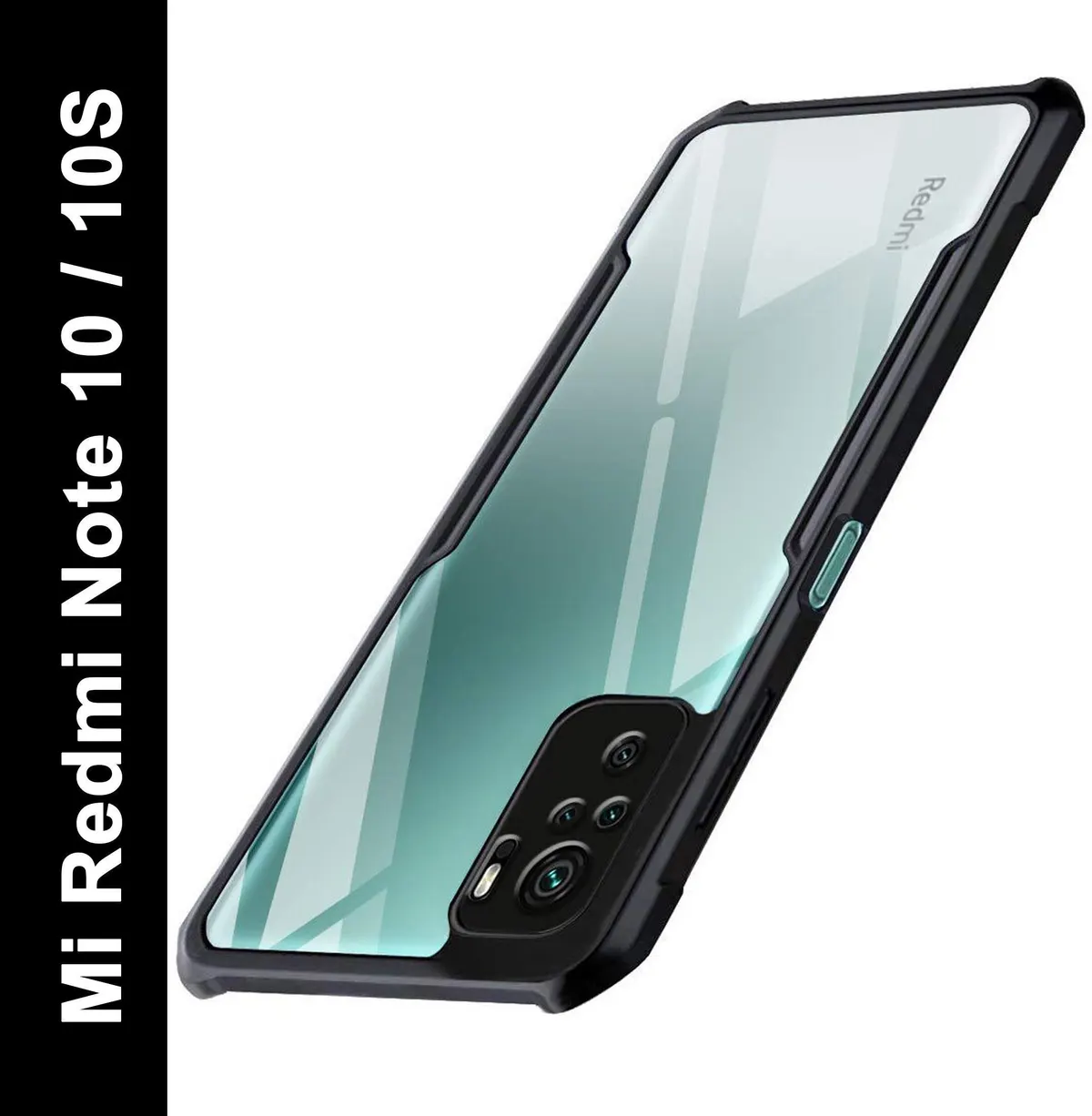 Micvir Back Cover for Mi Redmi Note 10S (Transparent, Black, Shock Proof, Polycarbonate, Pack of: 1)