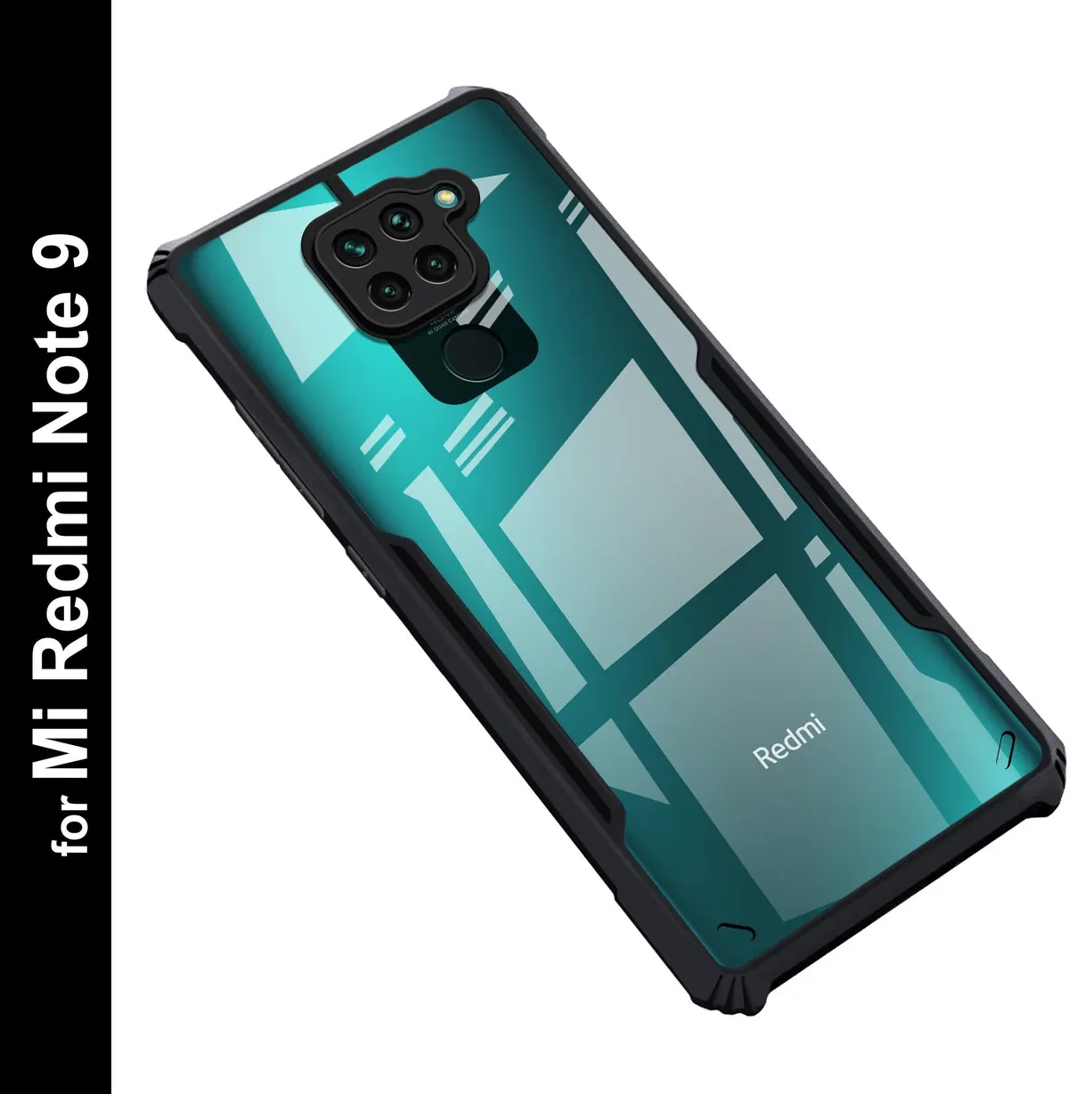 Micvir Back Cover for Mi Redmi Note 9 (Transparent, Black, Shock Proof, Polycarbonate, Pack of: 1)