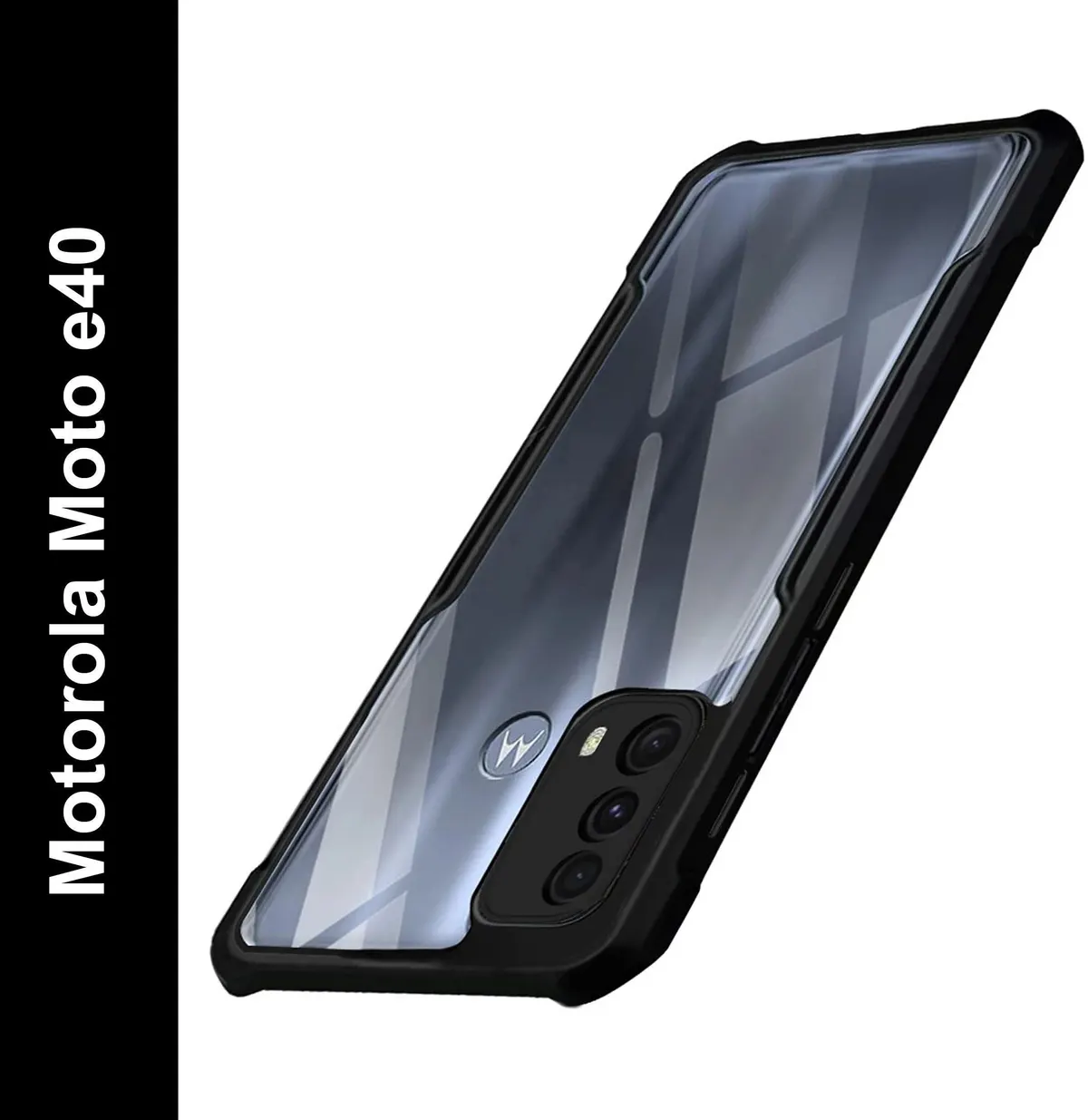 Micvir Back Cover for Motorola Moto e40 (Transparent, Black, Shock Proof, Polycarbonate, Pack of: 1)
