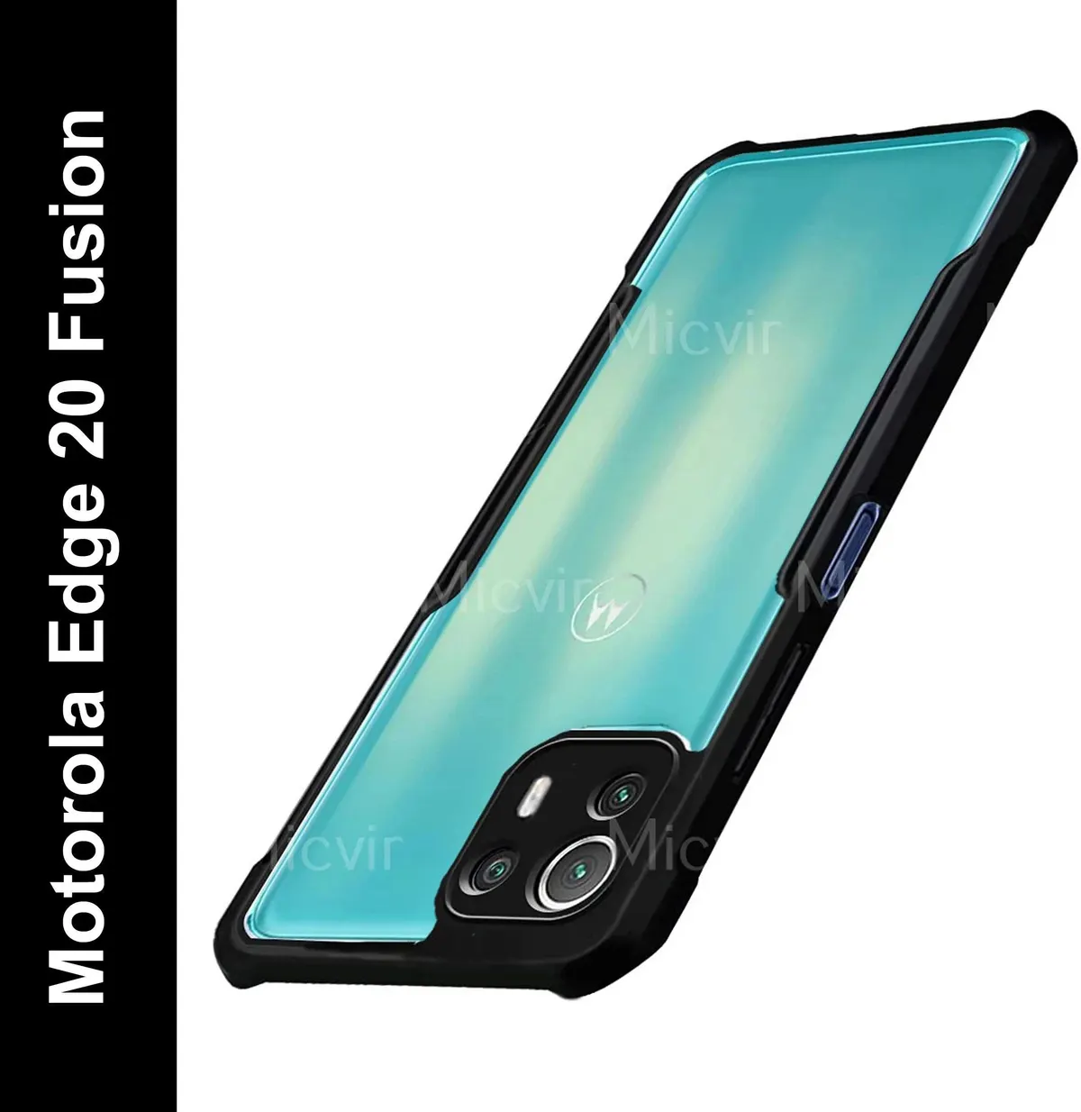 Micvir Back Cover for Motorola Edge 20 Fusion (Transparent, Black, Shock Proof, Polycarbonate, Pack of: 1)