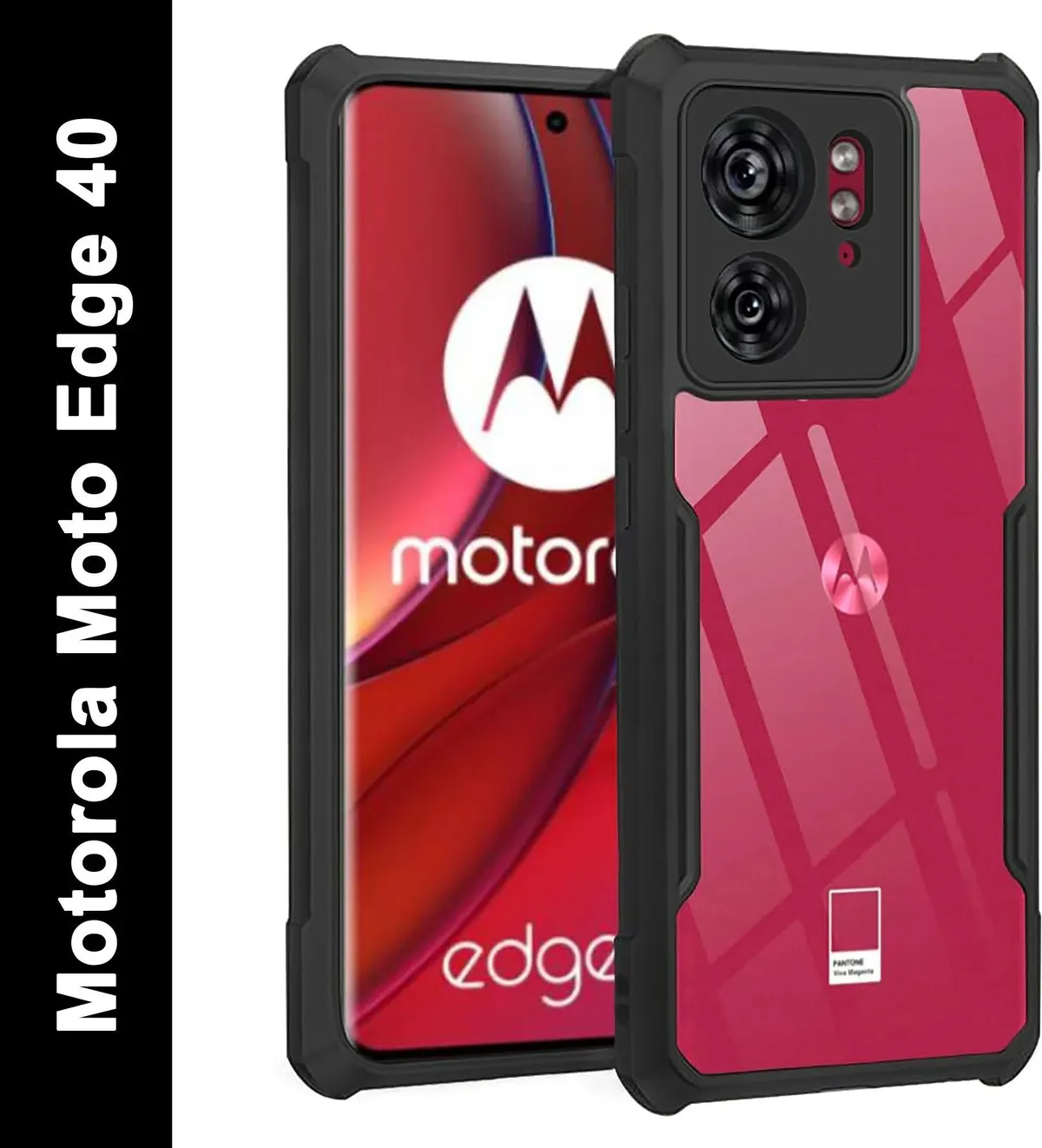 Micvir Back Cover for Motorola Edge 40 (Transparent, Black, Shock Proof, Polycarbonate, Pack of: 1)