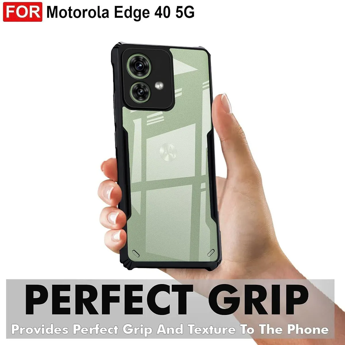 Micvir Back Cover for MOTOROLA Edge 40 Neo (Transparent, Black, Shock Proof, Polycarbonate, Pack of: 1) — image 2 of 5