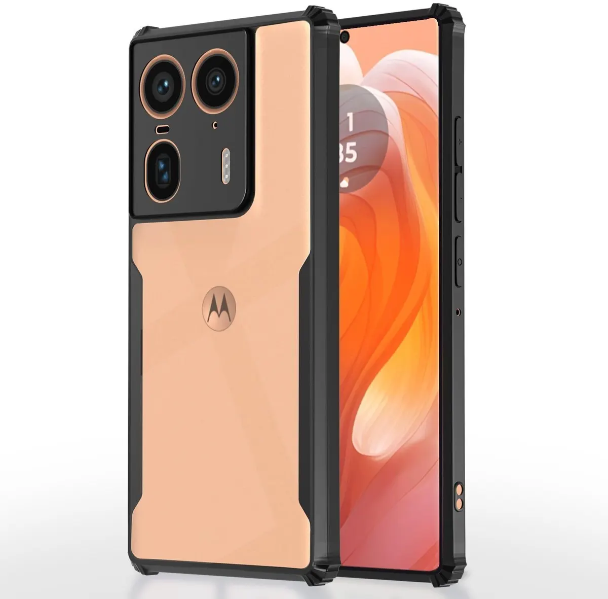 Micvir Back Cover for Motorola Edge 50 Ultra 5G (Transparent, Black, Shock Proof, Polycarbonate, Pack of: 1)