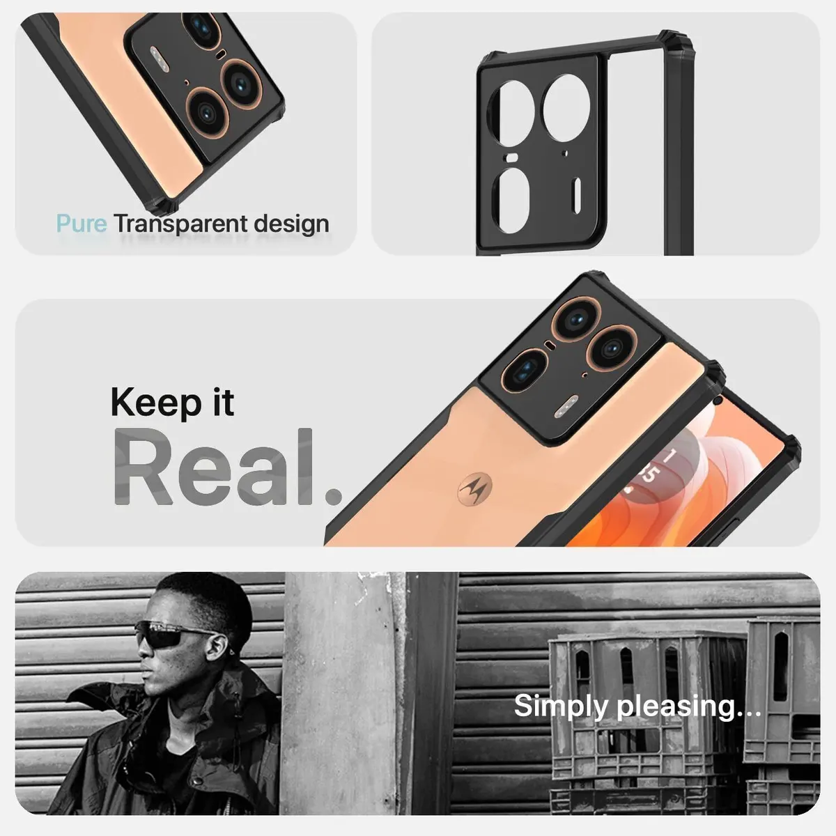 Micvir Back Cover for Motorola Edge 50 Ultra 5G (Transparent, Black, Shock Proof, Polycarbonate, Pack of: 1) — image 2 of 5
