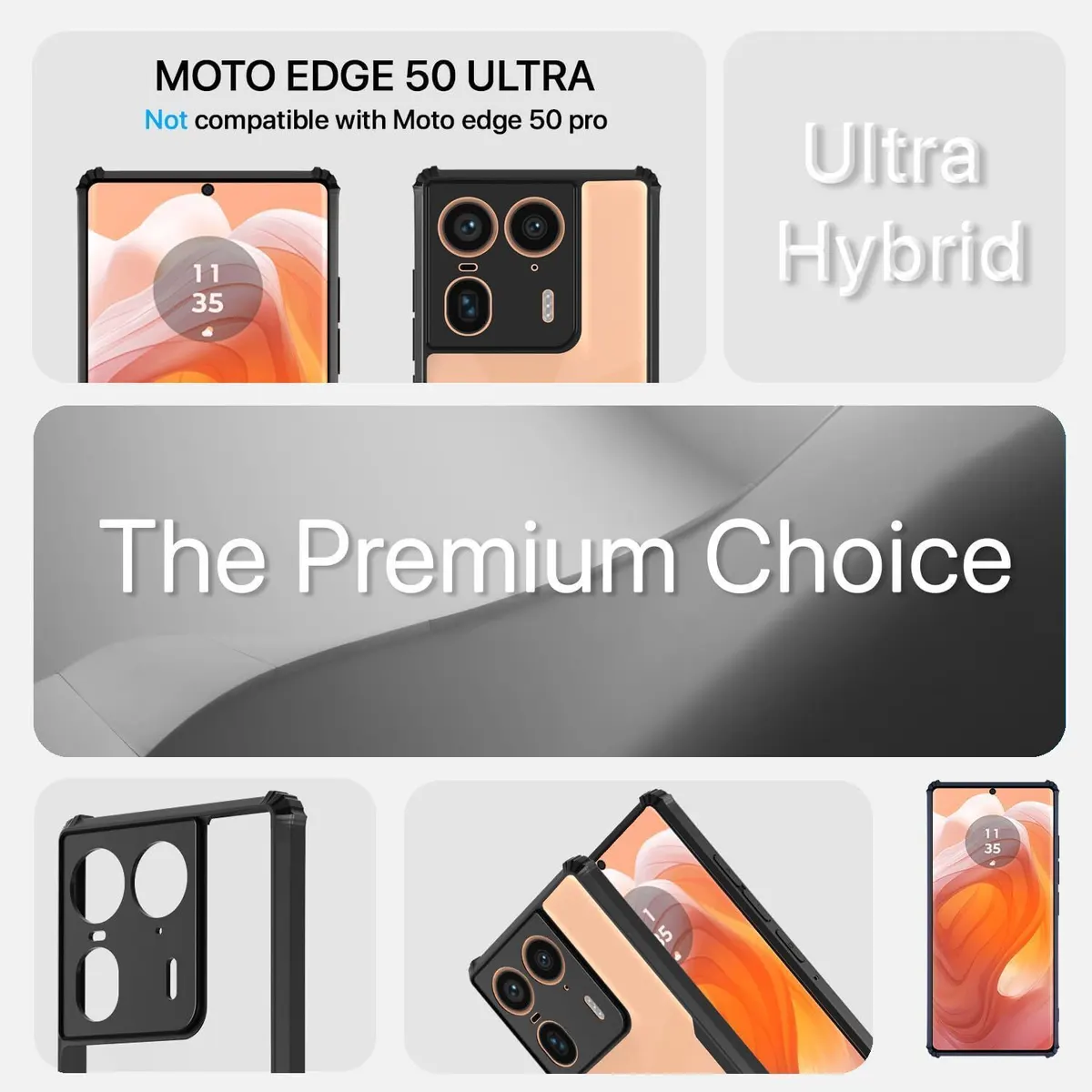 Micvir Back Cover for Motorola Edge 50 Ultra 5G (Transparent, Black, Shock Proof, Polycarbonate, Pack of: 1) — image 3 of 5