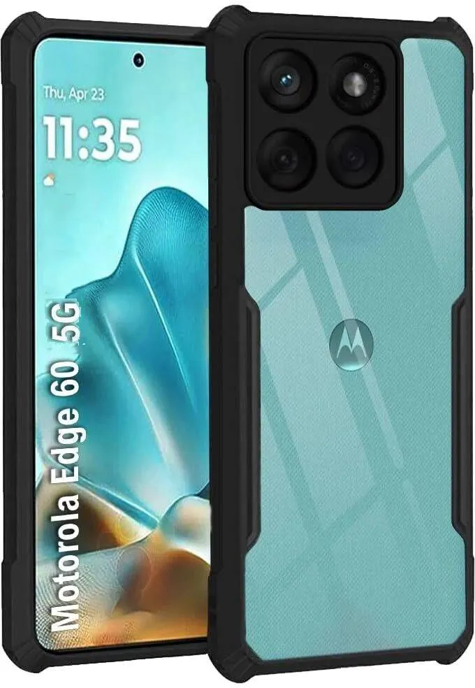 Micvir Back Cover for Motorola Edge 60 5G (Transparent, Black, Shock Proof, Polycarbonate, Pack of: 1)