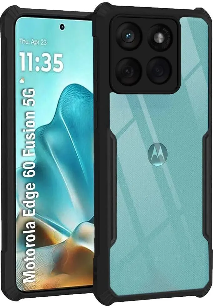 Micvir Back Cover for MOTOROLA Edge 60 Fusion 5G (Transparent, Black, Shock Proof, Polycarbonate, Pack of: 1)