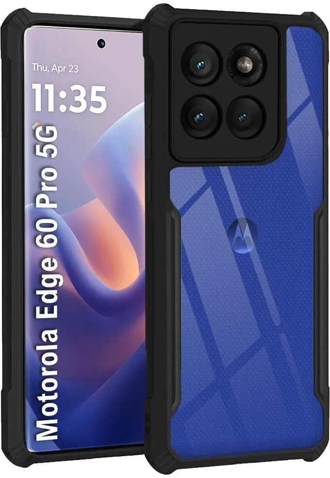 Micvir Back Cover for Motorola Edge 60 Pro 5G (Transparent, Black, Shock Proof, Polycarbonate, Pack of: 1)