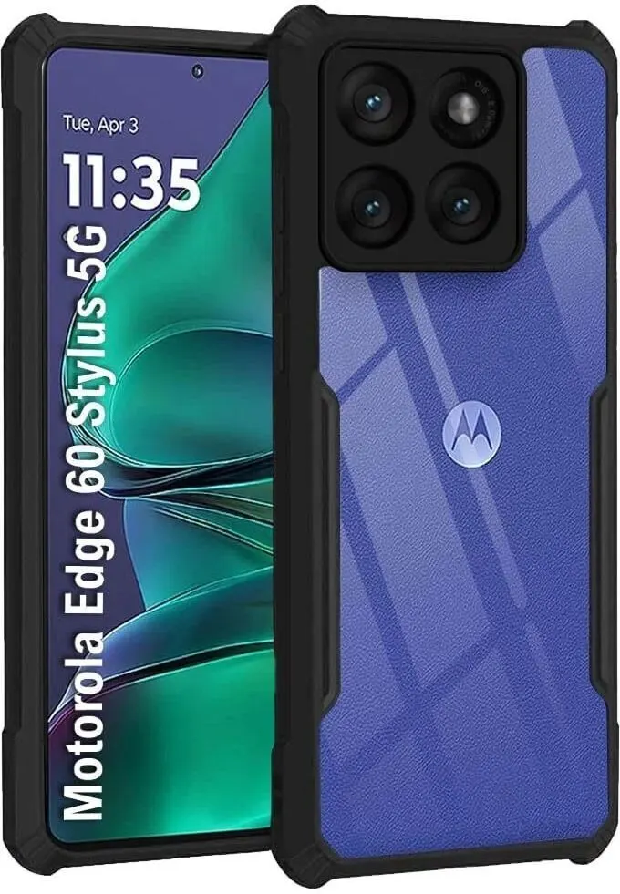 Micvir Back Cover for MOTOROLA Edge 60 Stylus (Transparent, Black, Shock Proof, Polycarbonate, Pack of: 1)