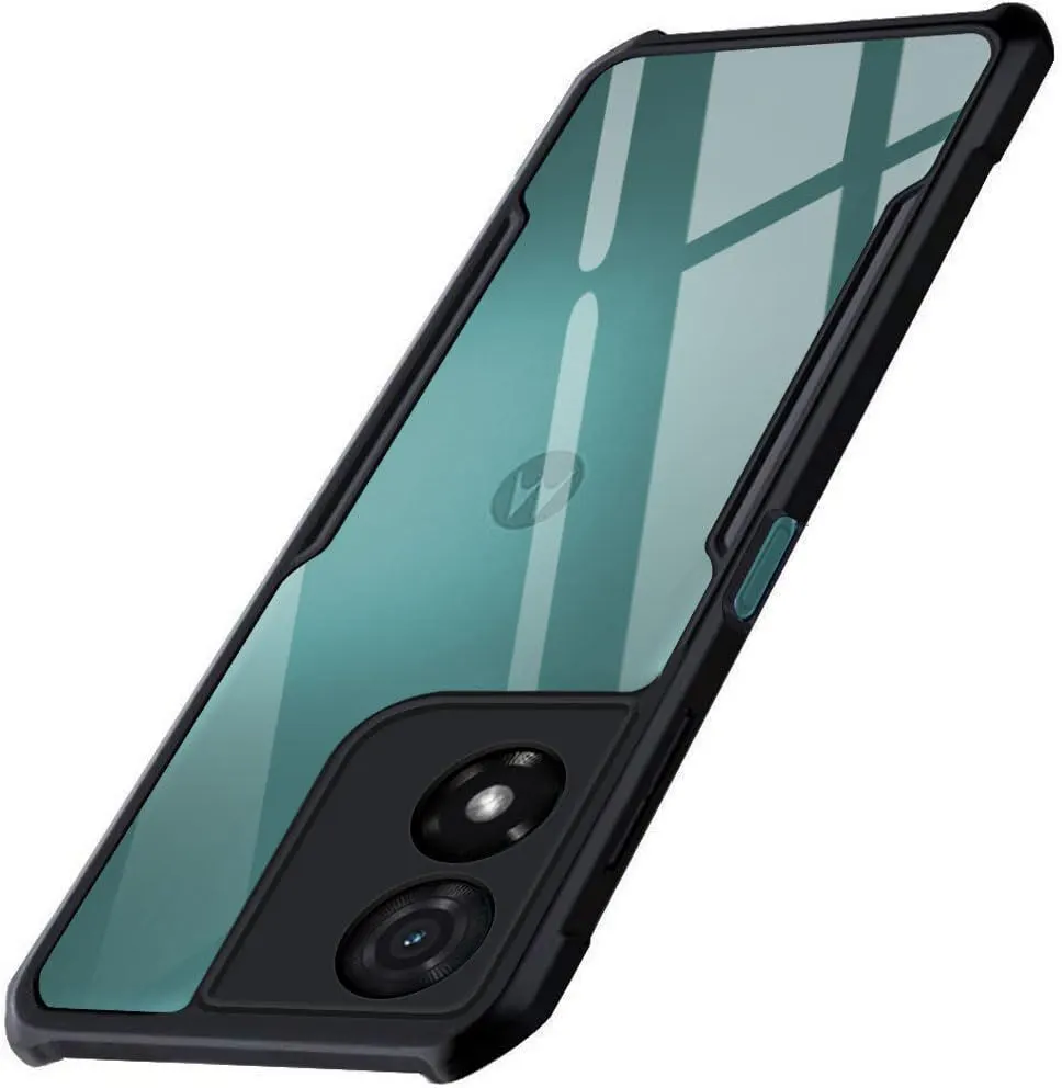Micvir Back Cover for Motorola Moto G04s (Transparent, Black, Shock Proof, Polycarbonate, Pack of: 1)