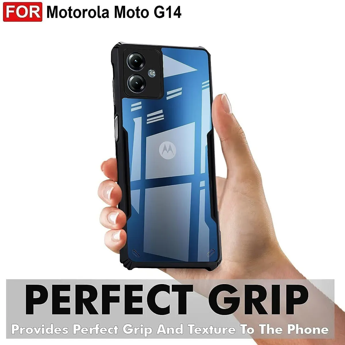 Micvir Back Cover for Motorola G14 (Transparent, Black, Shock Proof, Polycarbonate, Pack of: 1) — image 2 of 5