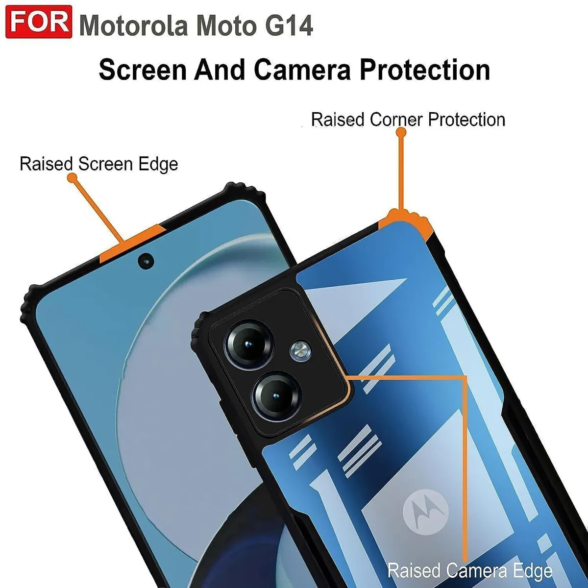 Micvir Back Cover for Motorola G14 (Transparent, Black, Shock Proof, Polycarbonate, Pack of: 1) — image 4 of 5