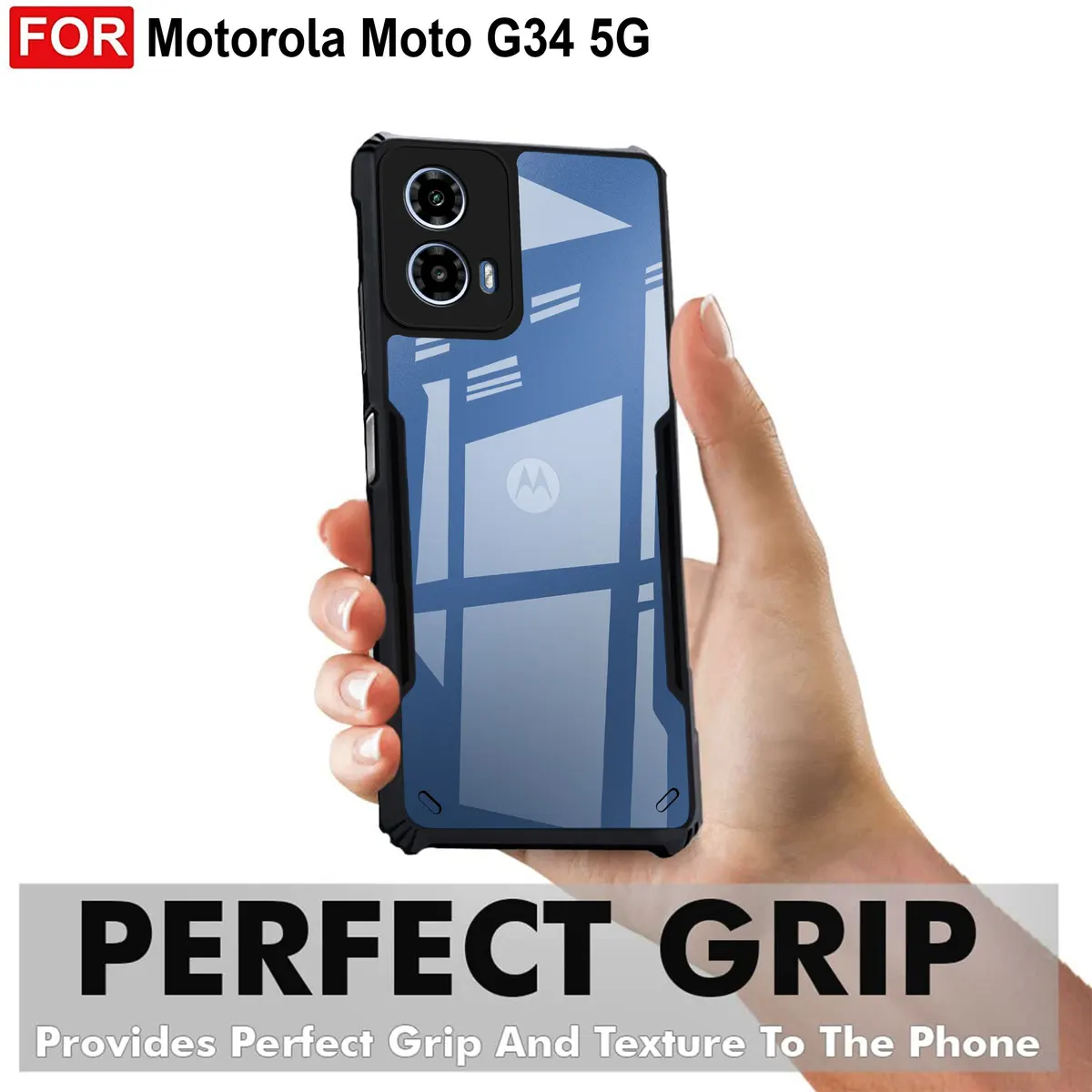 Micvir Back Cover for Motorola Moto G34 5G (Transparent, Black, Shock Proof, Polycarbonate, Pack of: 1) — image 2 of 4