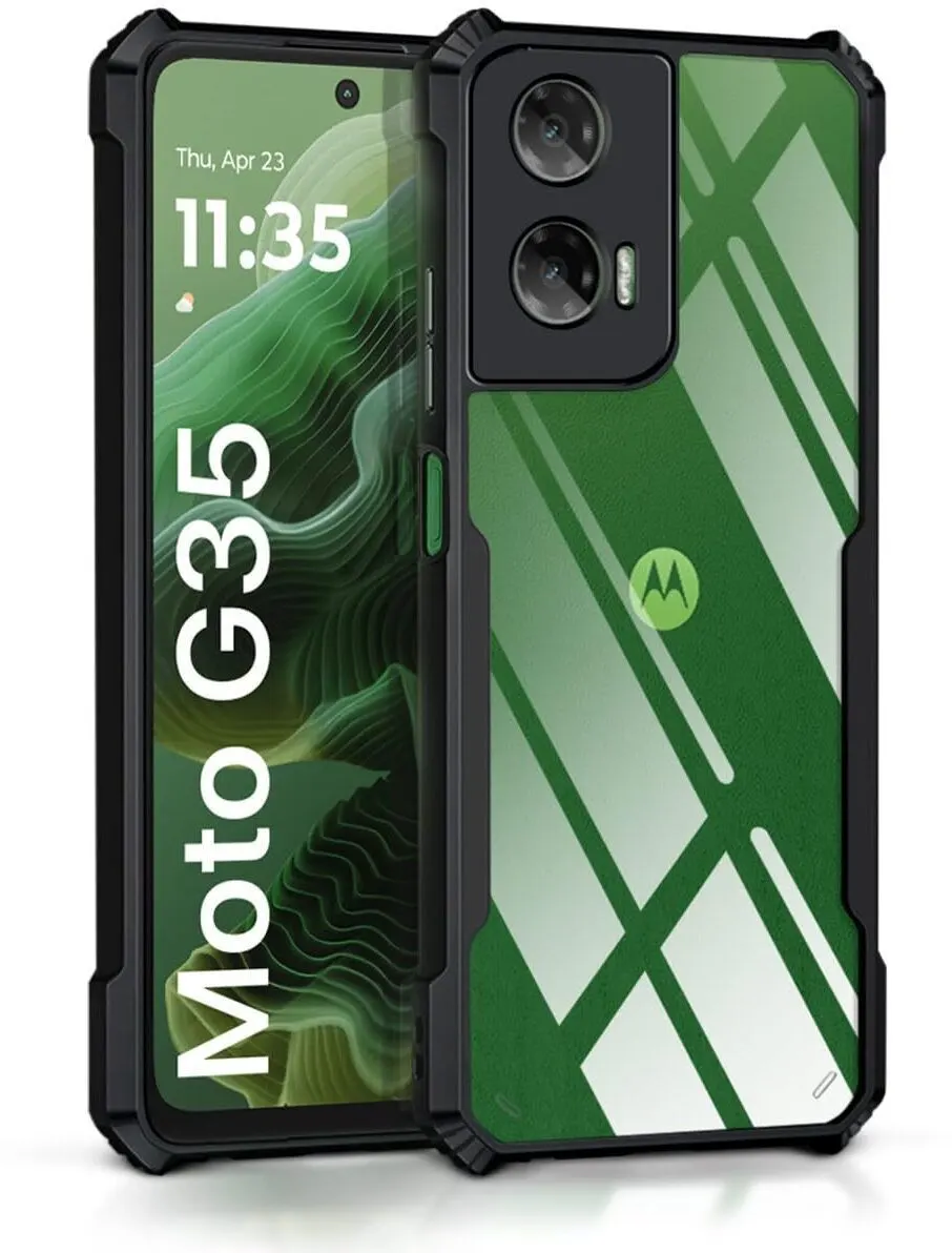 Micvir Back Cover for MOTOROLA g35 5G (Transparent, Black, Shock Proof, Polycarbonate, Pack of: 1)