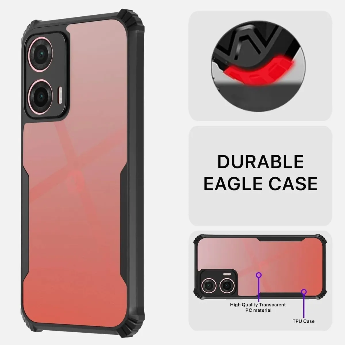 Micvir Back Cover for MOTOROLA g35 5G (Transparent, Black, Shock Proof, Polycarbonate, Pack of: 1) — image 4 of 5