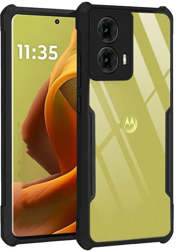 Micvir Back Cover for MOTOROLA g45 5G (Transparent, Black, Shock Proof, Polycarbonate, Pack of: 1)