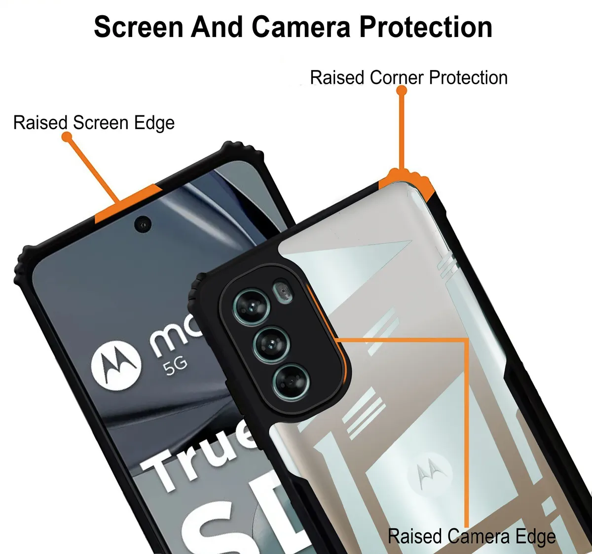 Micvir Back Cover for Motorola Moto G51 5G (Transparent, Black, Shock Proof, Polycarbonate, Pack of: 1) — image 3 of 4