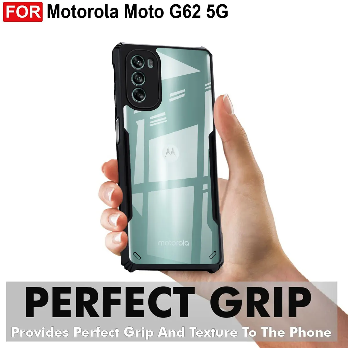 Micvir Back Cover for Motorola Moto G62 5G (Transparent, Black, Shock Proof, Polycarbonate, Pack of: 1) — image 2 of 5