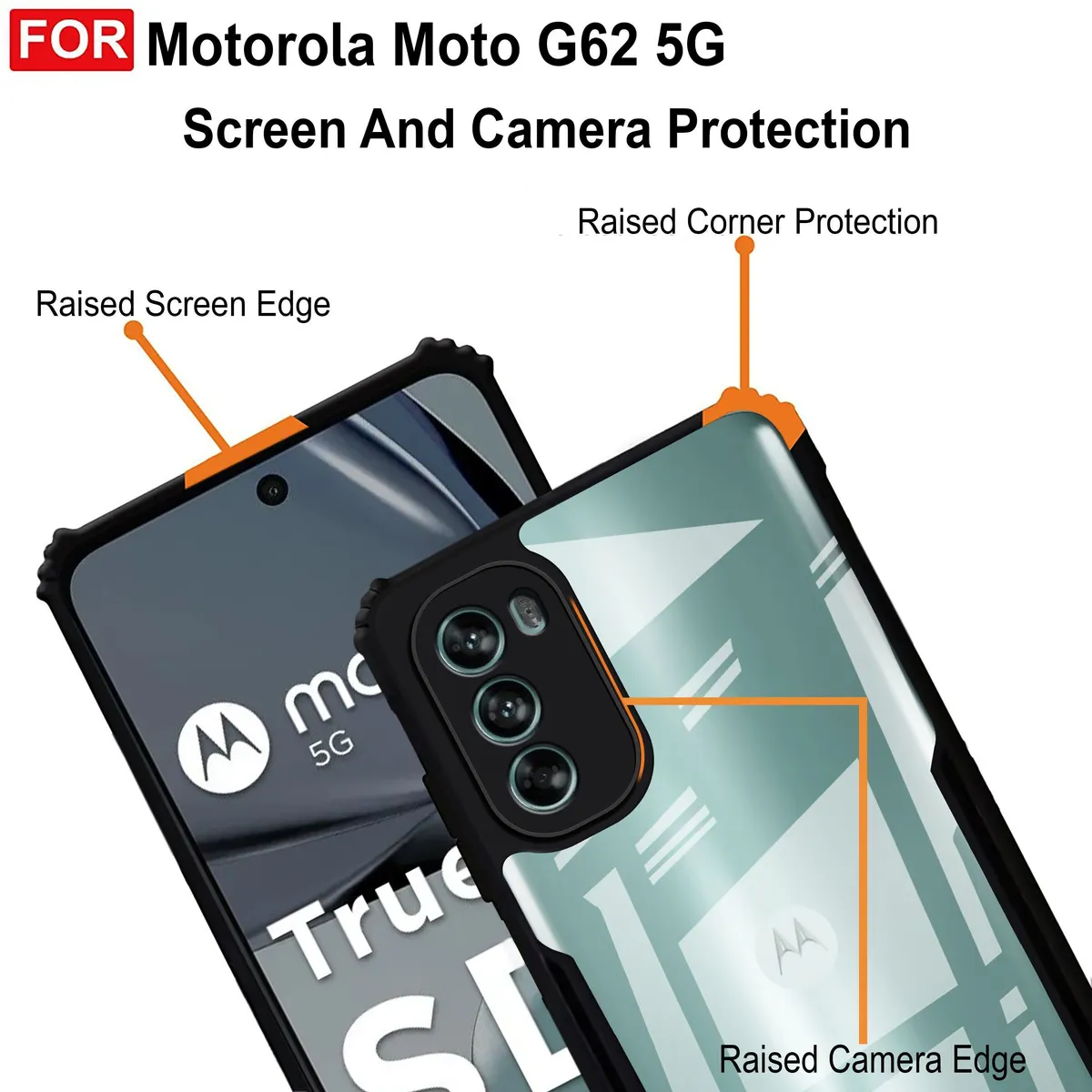 Micvir Back Cover for Motorola Moto G62 5G (Transparent, Black, Shock Proof, Polycarbonate, Pack of: 1) — image 3 of 5