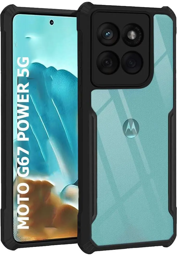 Micvir Back Cover for Motorola Moto G67 Power 5G (Transparent, Black, Shock Proof, Polycarbonate, Pack of: 1)